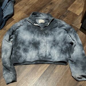 American Eagle Outfitters Charcoal Tie-Dye Pullover